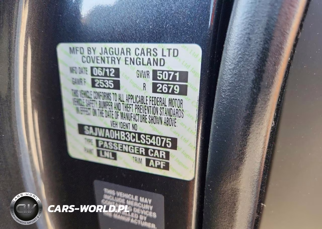 2012 Jaguar Xf Portfolio VIN:SAJWA0HB3CLS54075 - 12