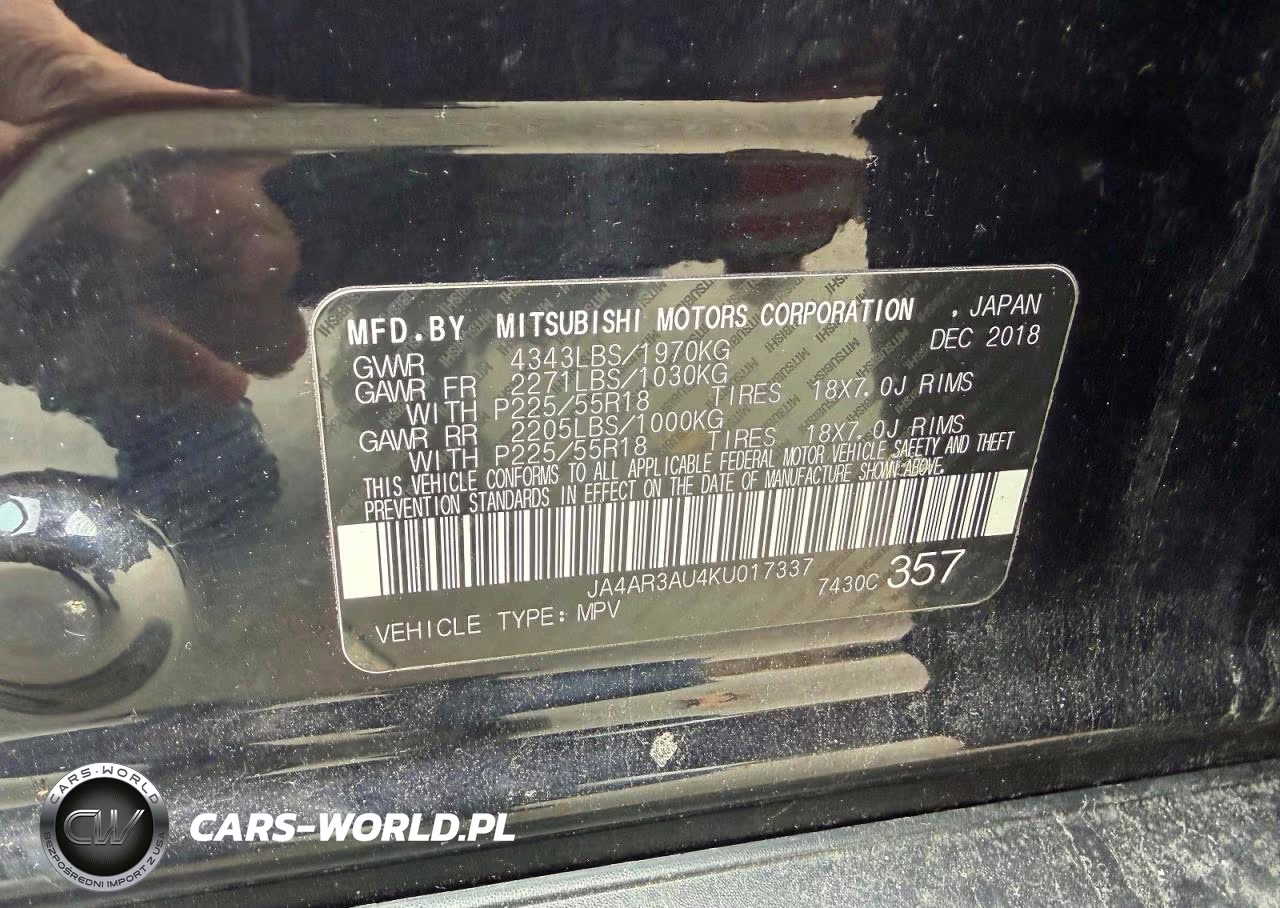 2019 Mitsubishi Outlander Sport Es VIN:JA4AR3AU4KU017337 - 10