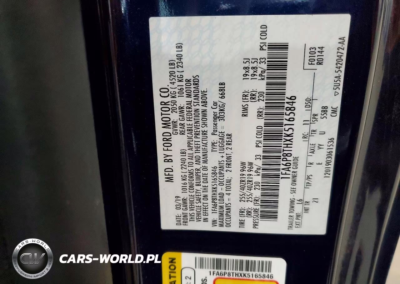 2019 Ford Mustang VIN:1FA6P8THXK5165846 - 13