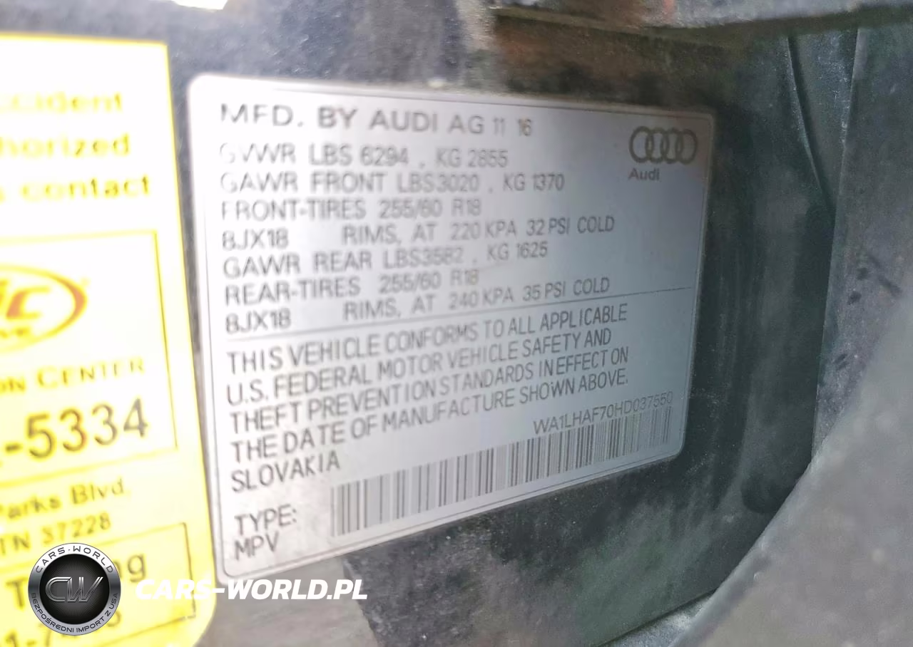 2017 Audi Q7 Premium Plus VIN:WA1LHAF70HD037550 - 14