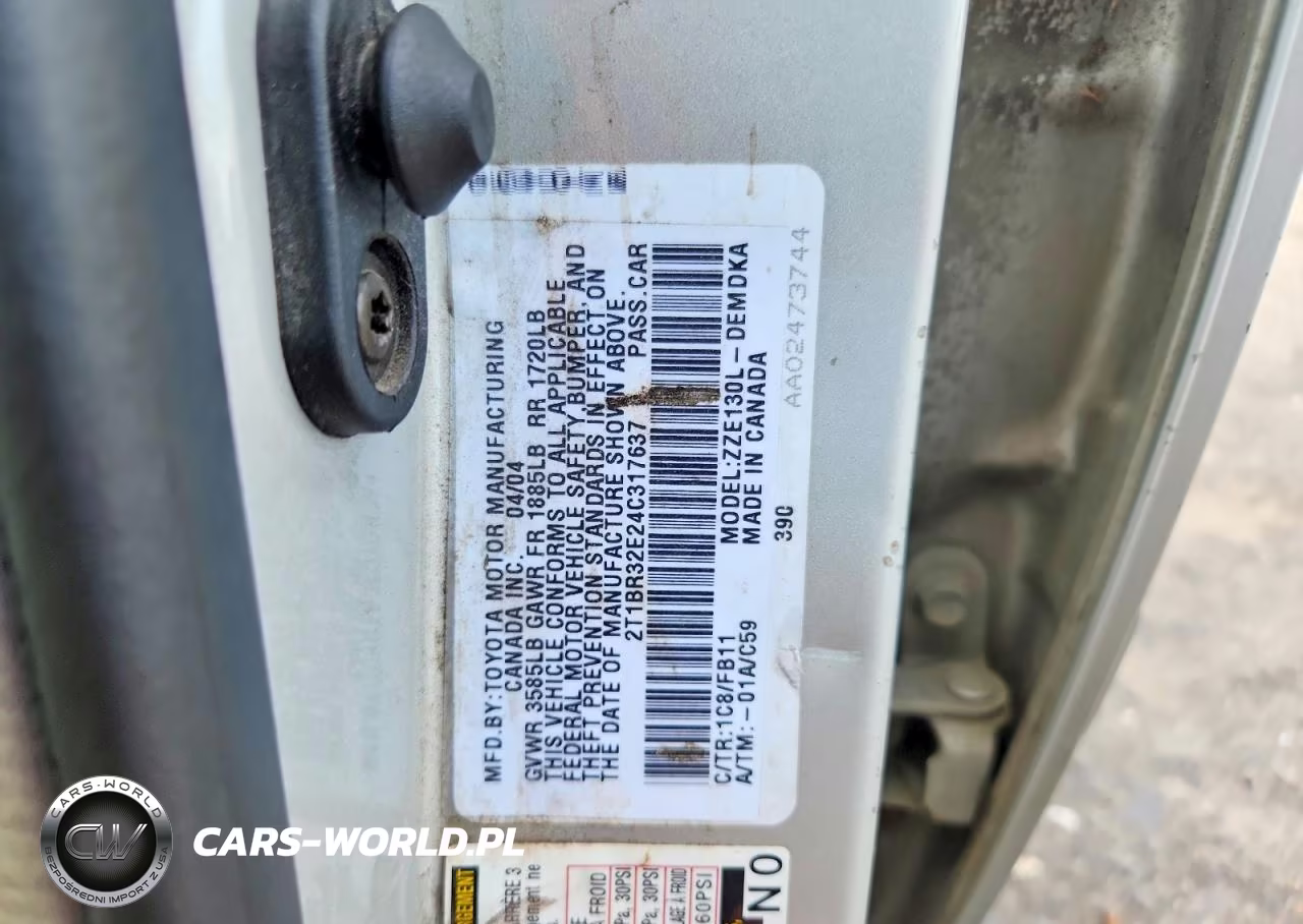 2004 Toyota Corolla Ce VIN:2T1BR32E24C317637 - 12