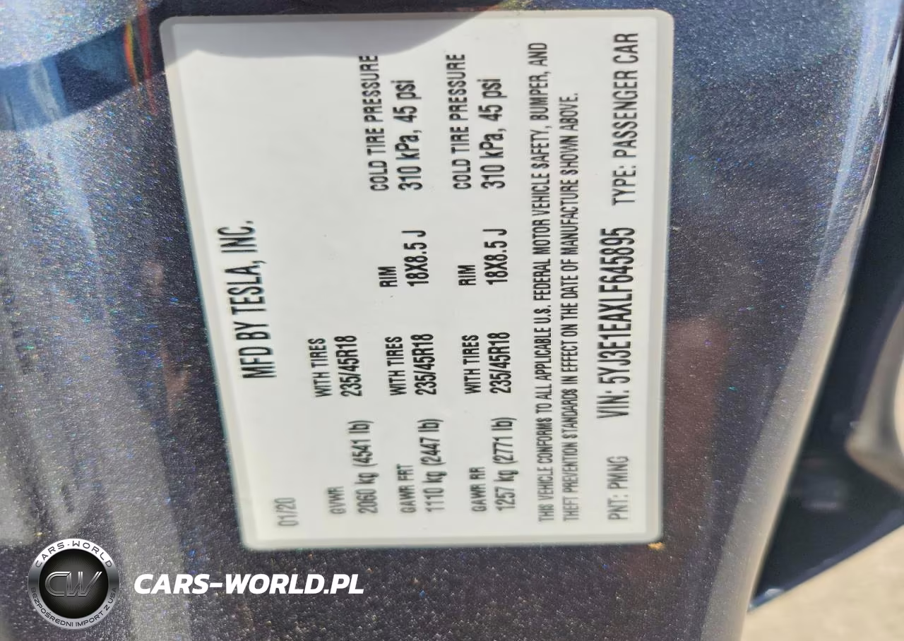 2020 Tesla Model 3 VIN:5YJ3E1EAXLF645895 - 12