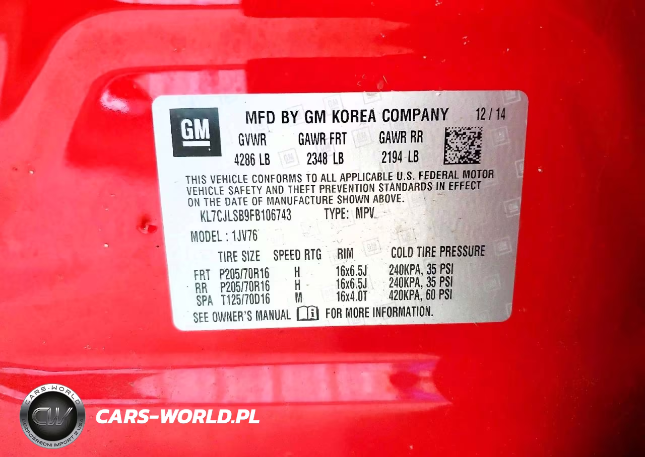 2015 Chevrolet Trax 1Lt VIN:KL7CJLSB9FB106743 - 12
