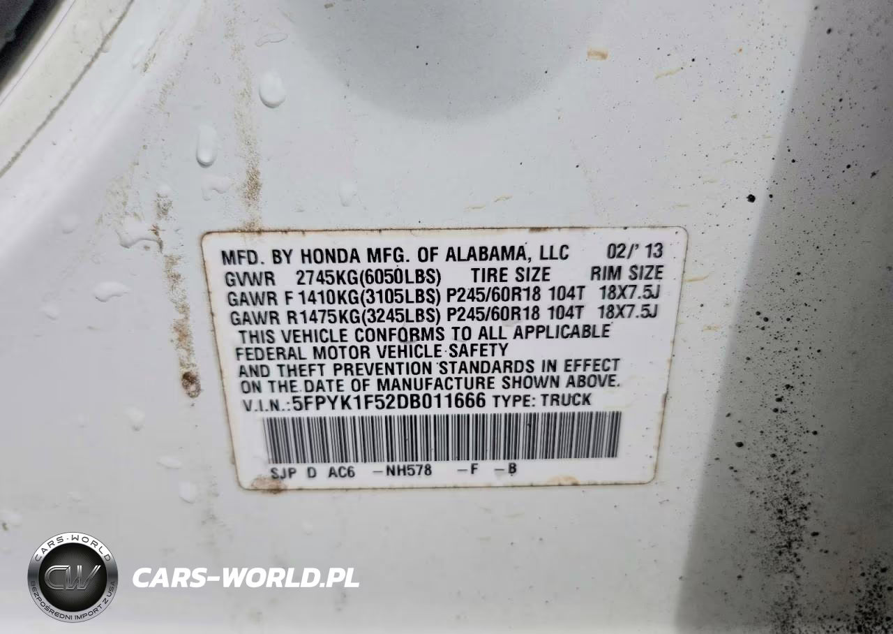 2013 Honda Ridgeline Rtl VIN:5FPYK1F52DB011666 - 13