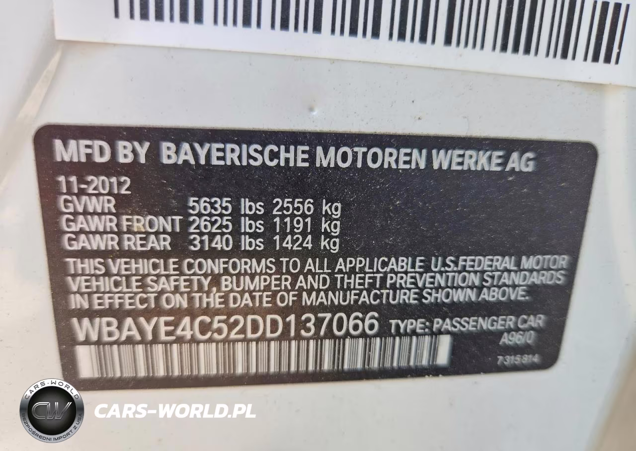 2013 BMW 740 Li VIN:WBAYE4C52DD137066 - 12