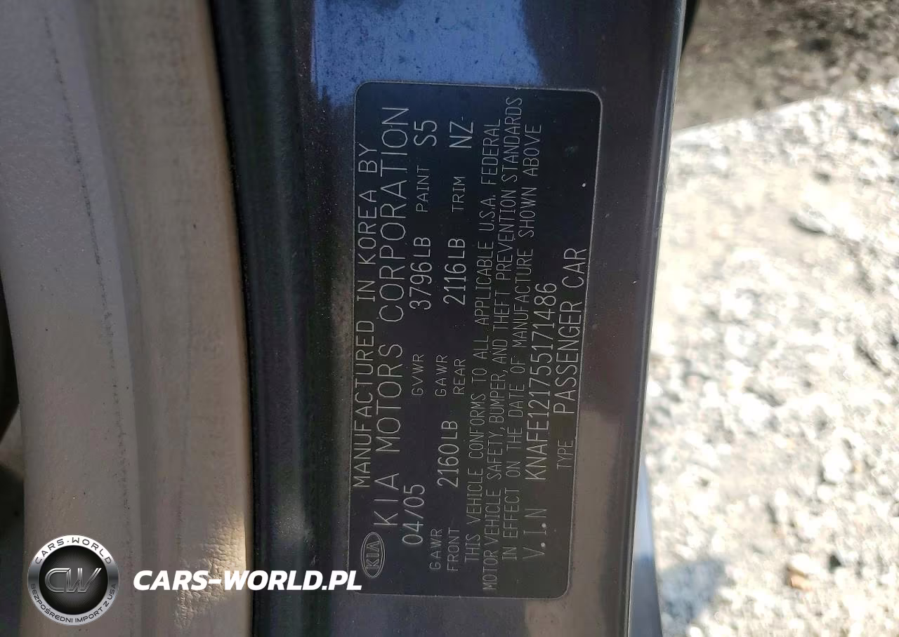 2005 Kia Spectra Lx VIN:KNAFE121755171486 - 12