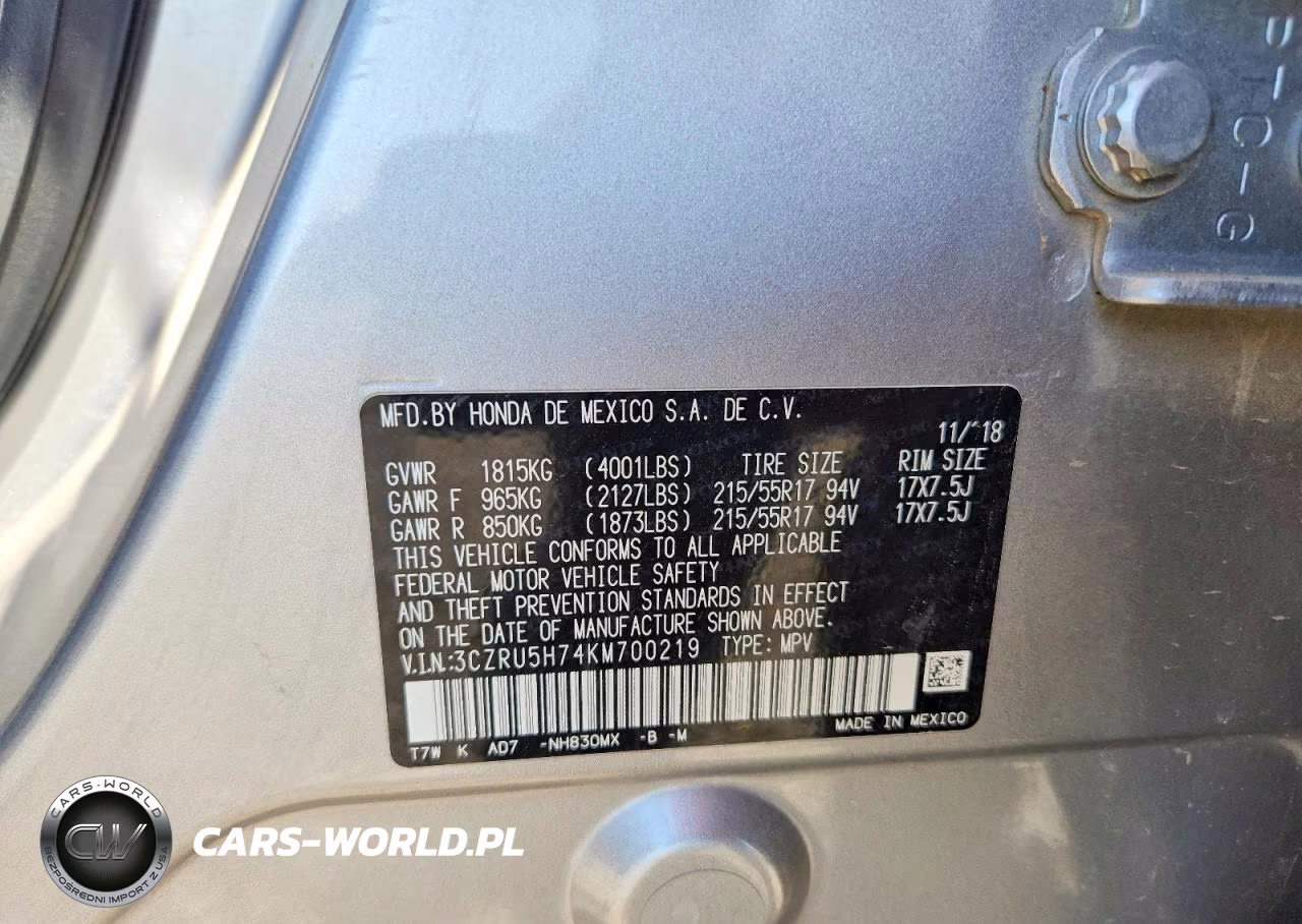 2019 Honda Hr-V Exl VIN:3CZRU5H74KM700219 - 14