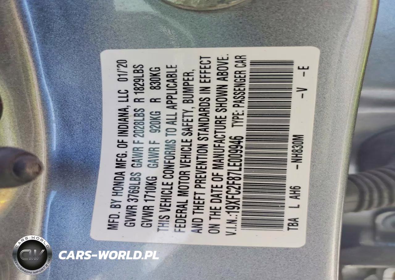 2020 Honda Civic Sport VIN:19XFC2F87LE009946 - 12