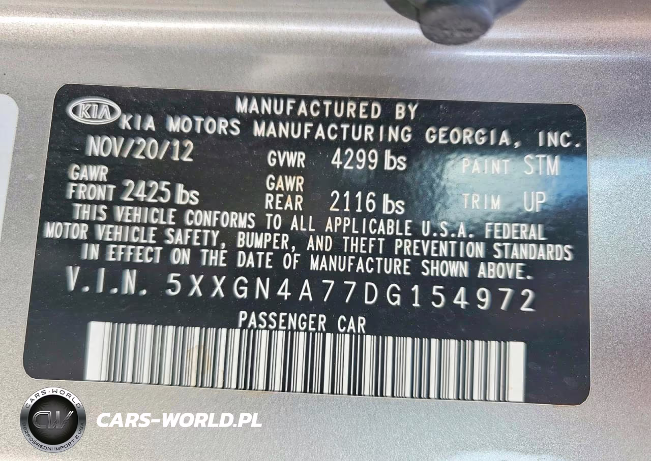 2013 Kia Optima Ex VIN:5XXGN4A77DG154972 - 12