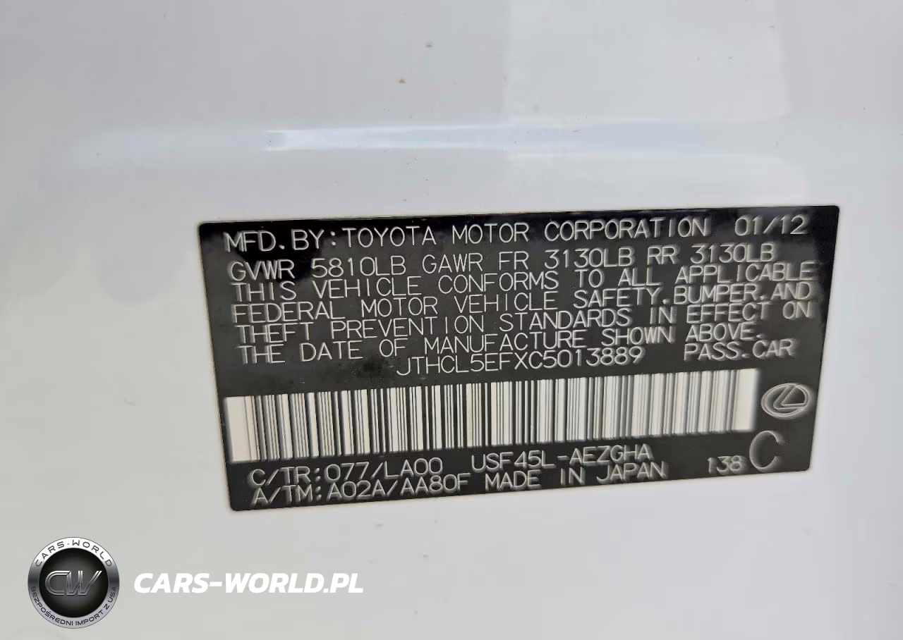 2012 Lexus Ls 460 VIN:JTHCL5EFXC5013889 - 13