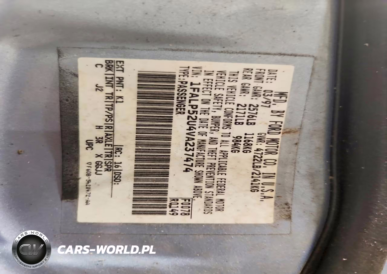 1997 Ford Taurus Gl VIN:1FALP52U4VA237474 - 12