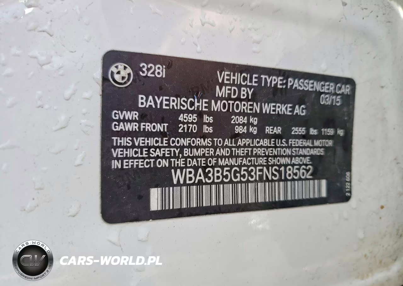 2015 BMW 328 Xi Sulev VIN:WBA3B5G53FNS18562 - 12