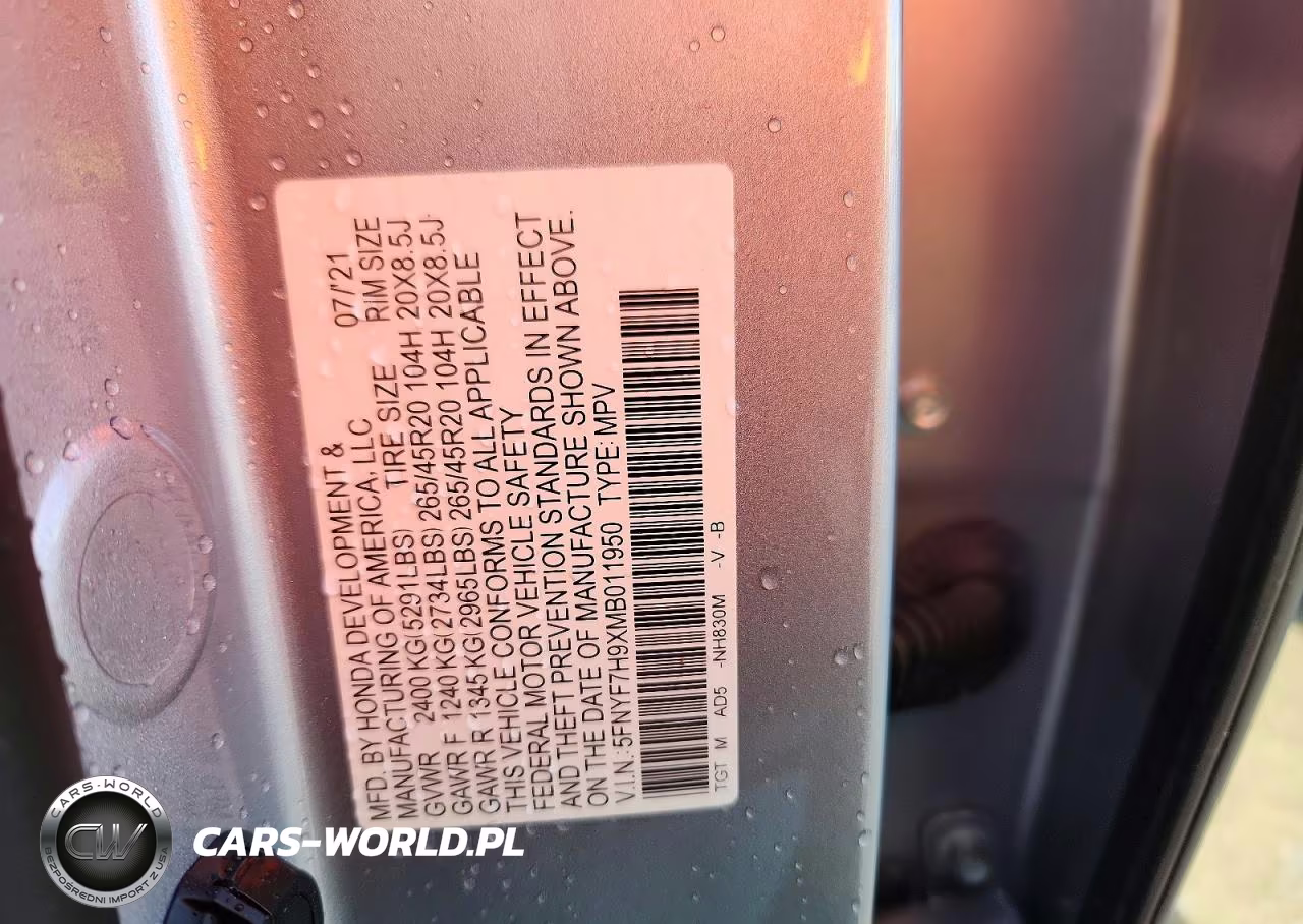 2021 Honda Passport Touring VIN:5FNYF7H9XMB011950 - 13