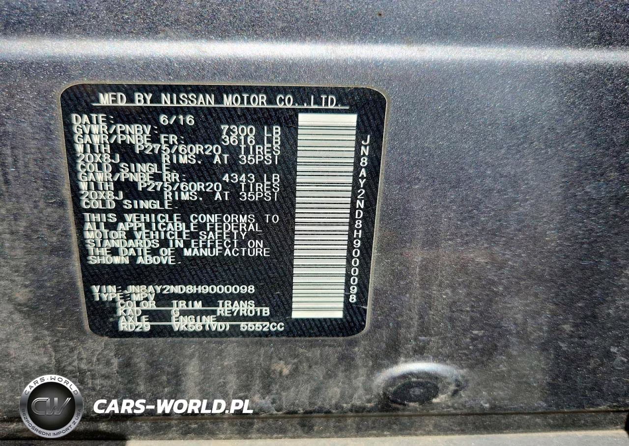 2017 Nissan Armada Sl VIN:JN8AY2ND8H9000098 - 14