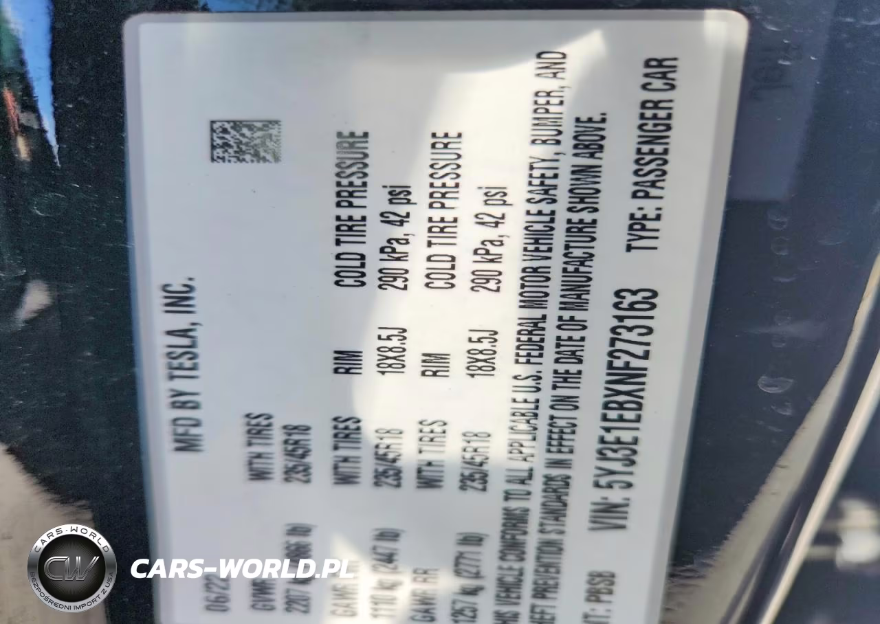 2022 Tesla Model 3 VIN:5YJ3E1EBXNF273163 - 13