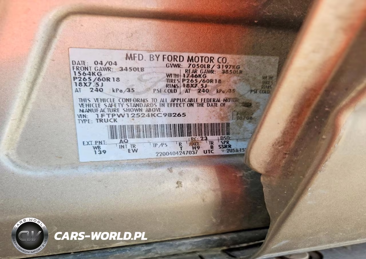 2004 Ford F150 Supercrew VIN:1FTPW12524KC98265 - 12