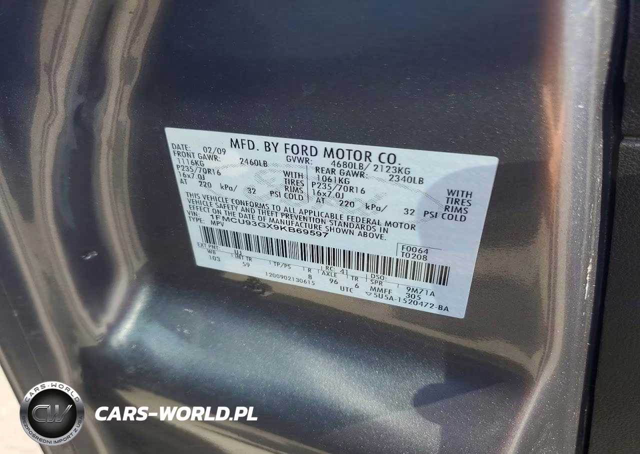 2009 Ford Escape VIN:1FMCU93GX9KB69597 - 12