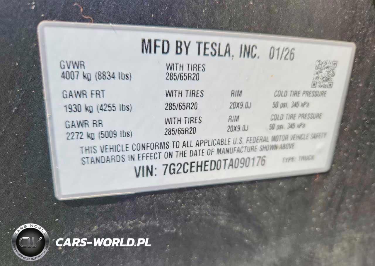 2026 Tesla Cybertruck VIN:7G2CEHED0TA090176 - 12