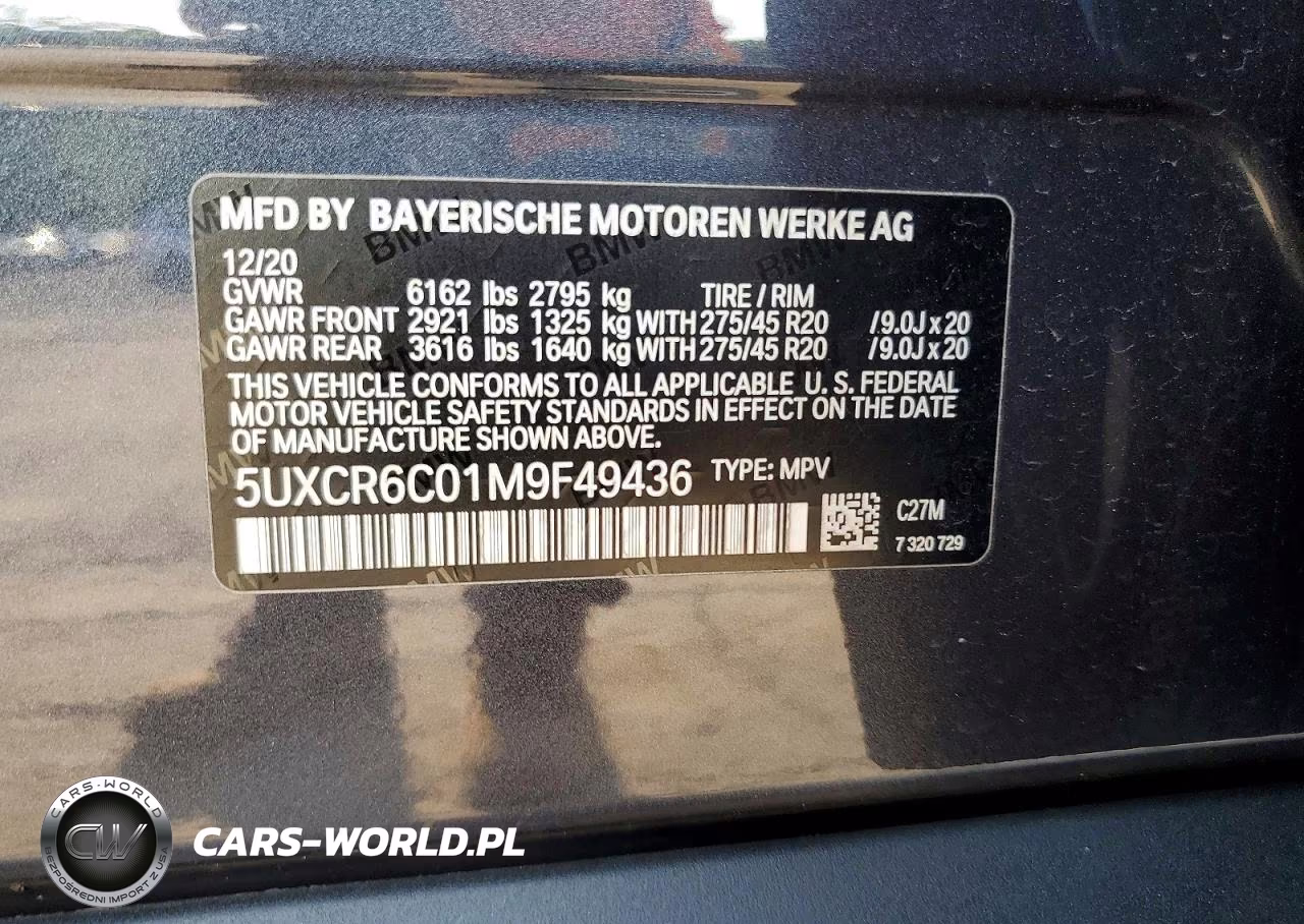 2021 BMW X5 xDrive40I VIN:5UXCR6C01M9F49436 - 13