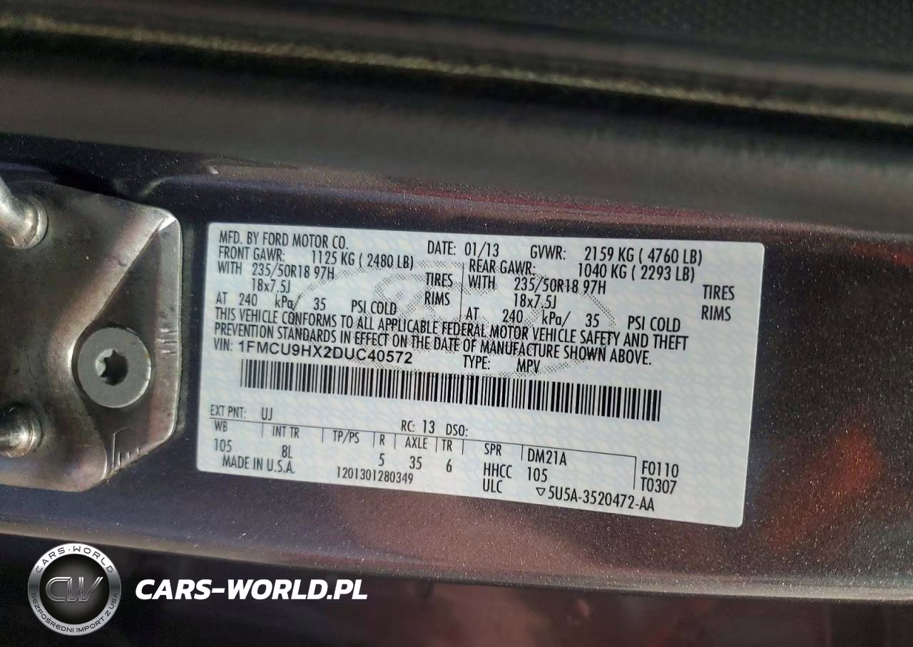 2013 Ford Escape Sel VIN:1FMCU9HX2DUC40572 - 13