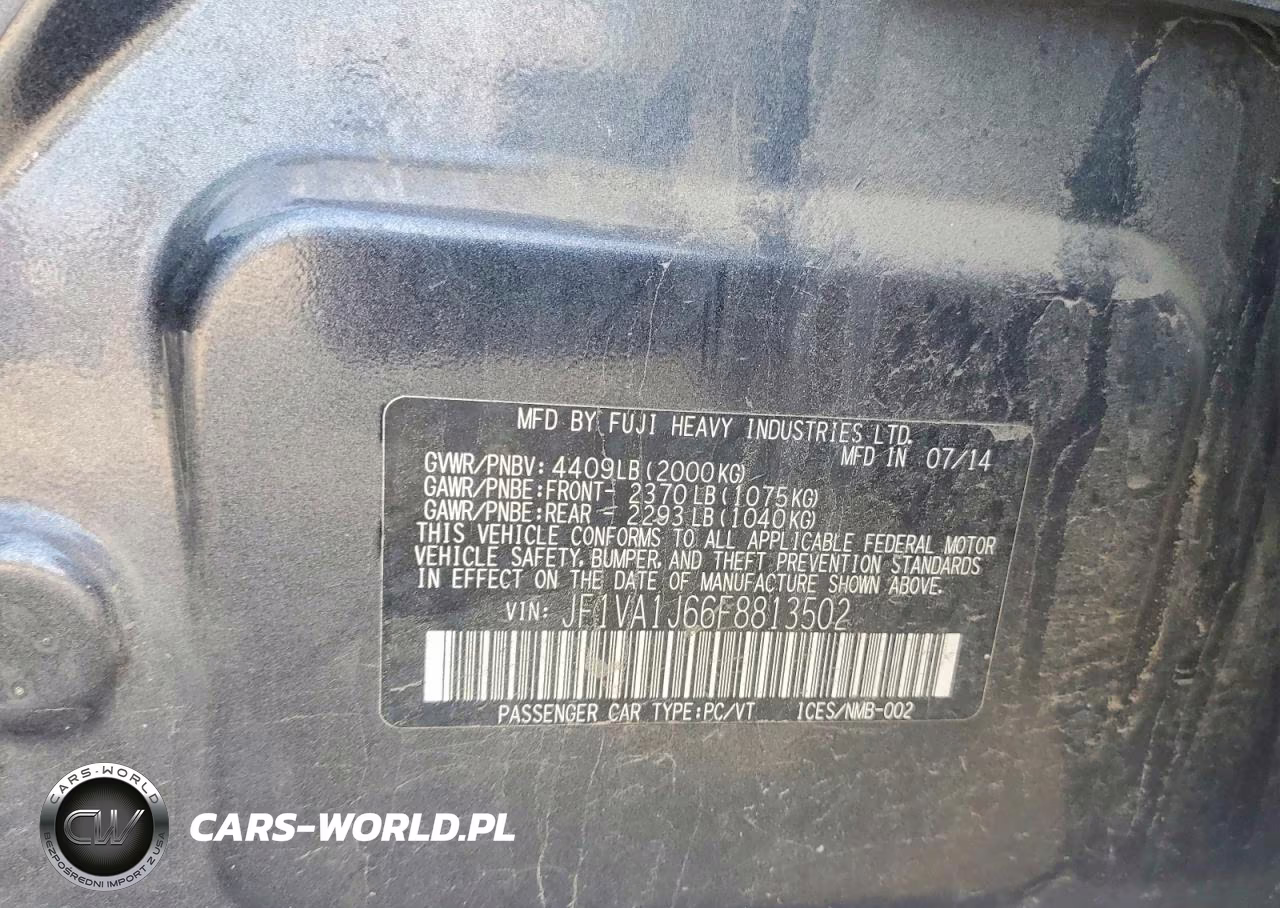 2015 Subaru Wrx Limited VIN:JF1VA1J66F8813502 - 12