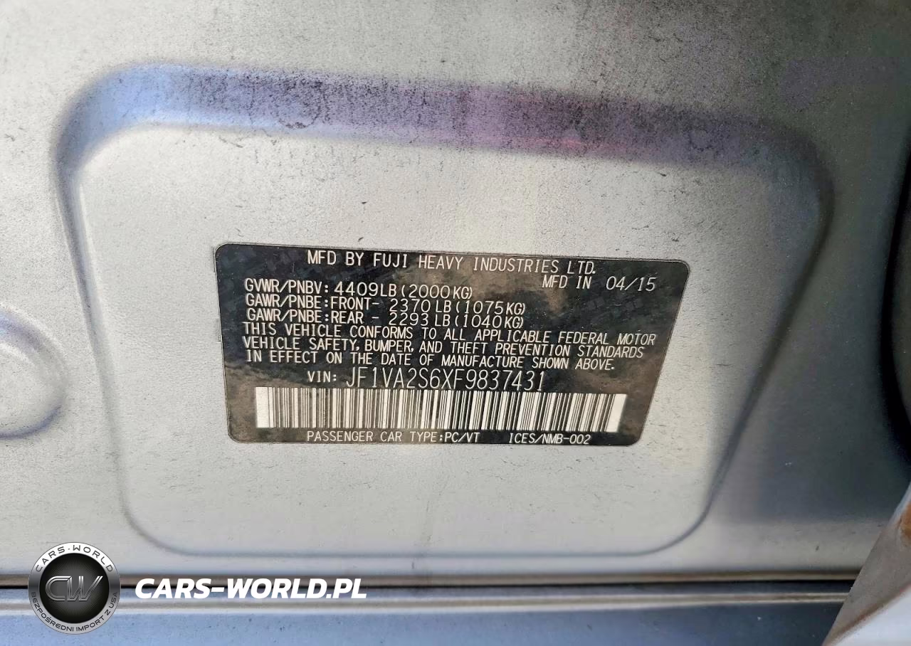 2015 Subaru Wrx Sti Limited VIN:JF1VA2S6XF9837431 - 12