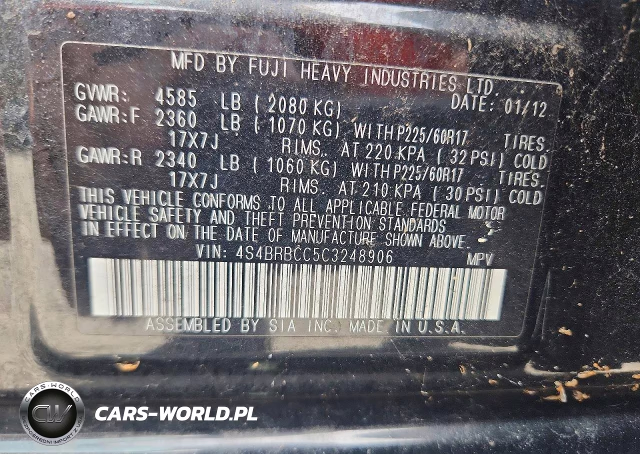 2012 Subaru Outback VIN:4S4BRBCC5C3248906 - 14