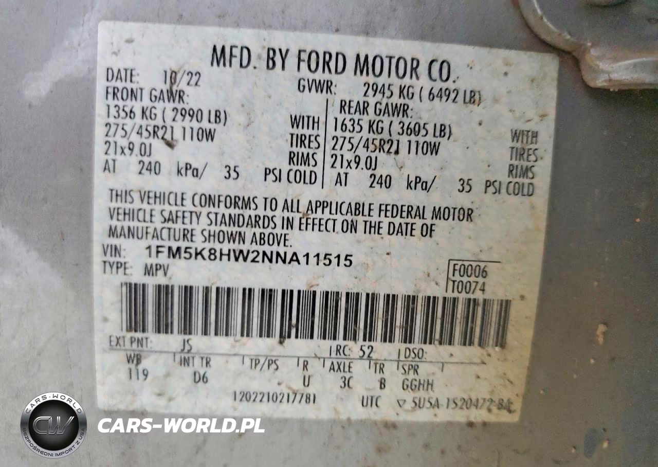 2022 Ford Explorer Platinum VIN:1FM5K8HW2NNA11515 - 13