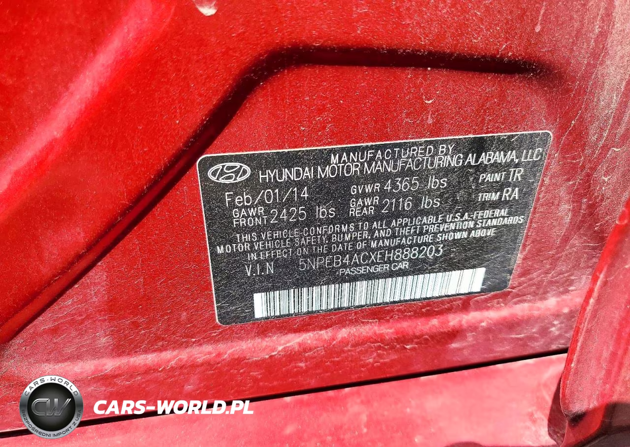 2014 Hyundai Sonata Gls VIN:5NPEB4ACXEH888203 - 12