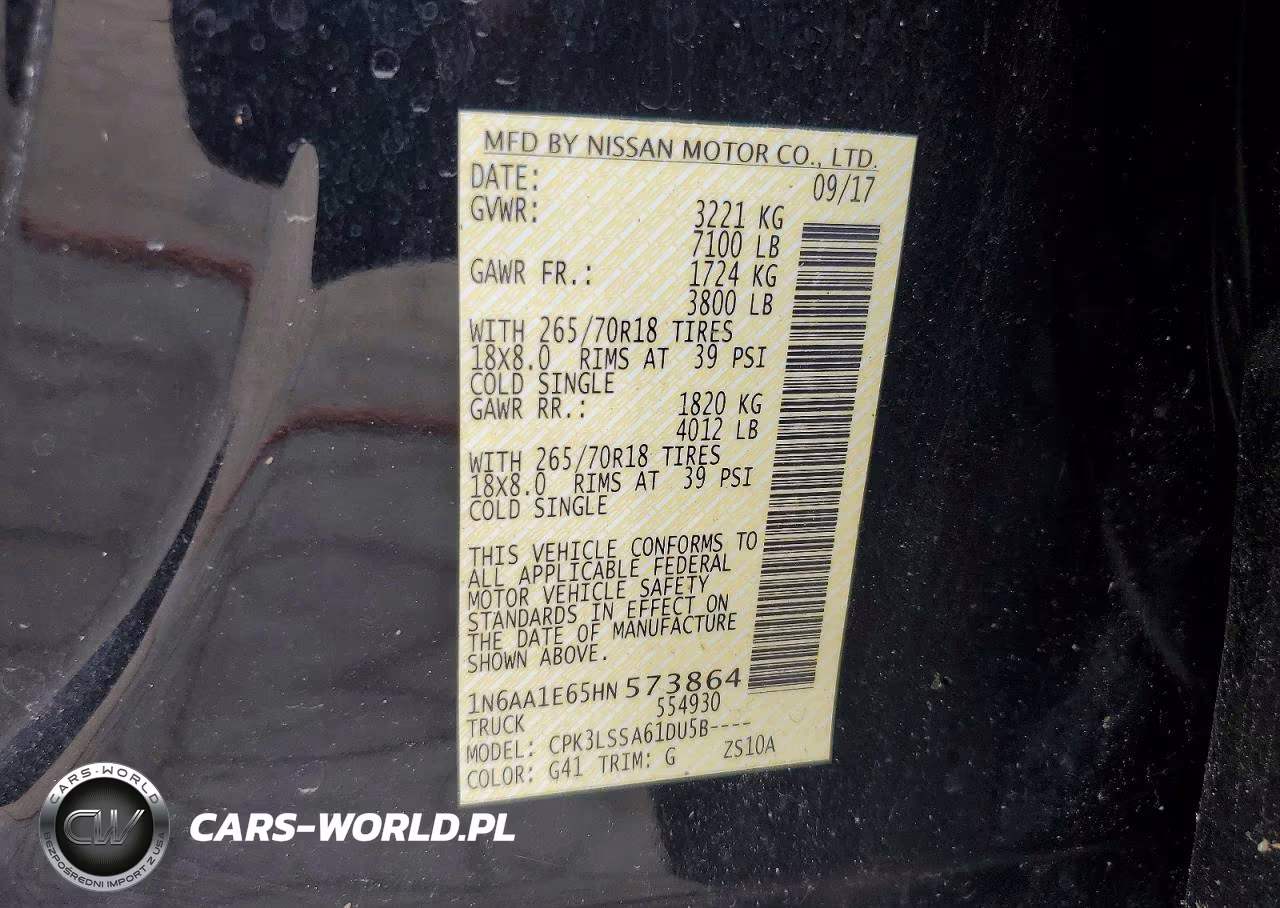 2017 Nissan Titan Sv VIN:1N6AA1E65HN573864 - 13