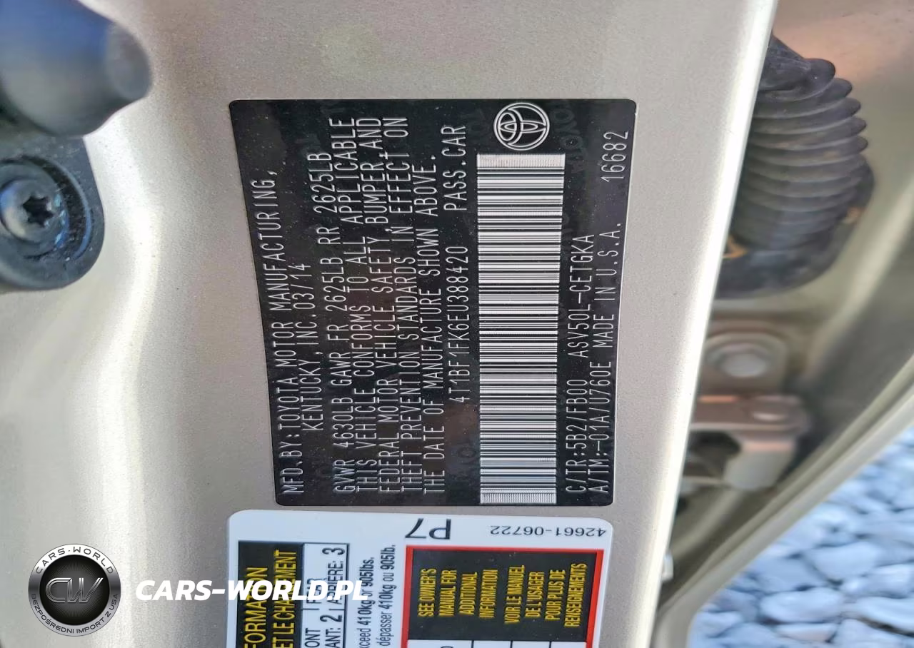 2014 Toyota Camry Xle VIN:4T1BF1FK6EU388420 - 12