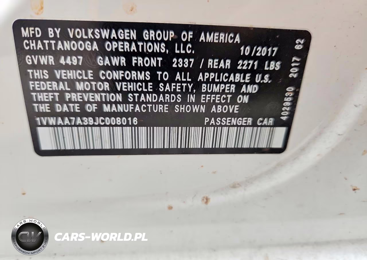 2018 Volkswagen Passat S VIN:1VWAA7A39JC008016 - 12