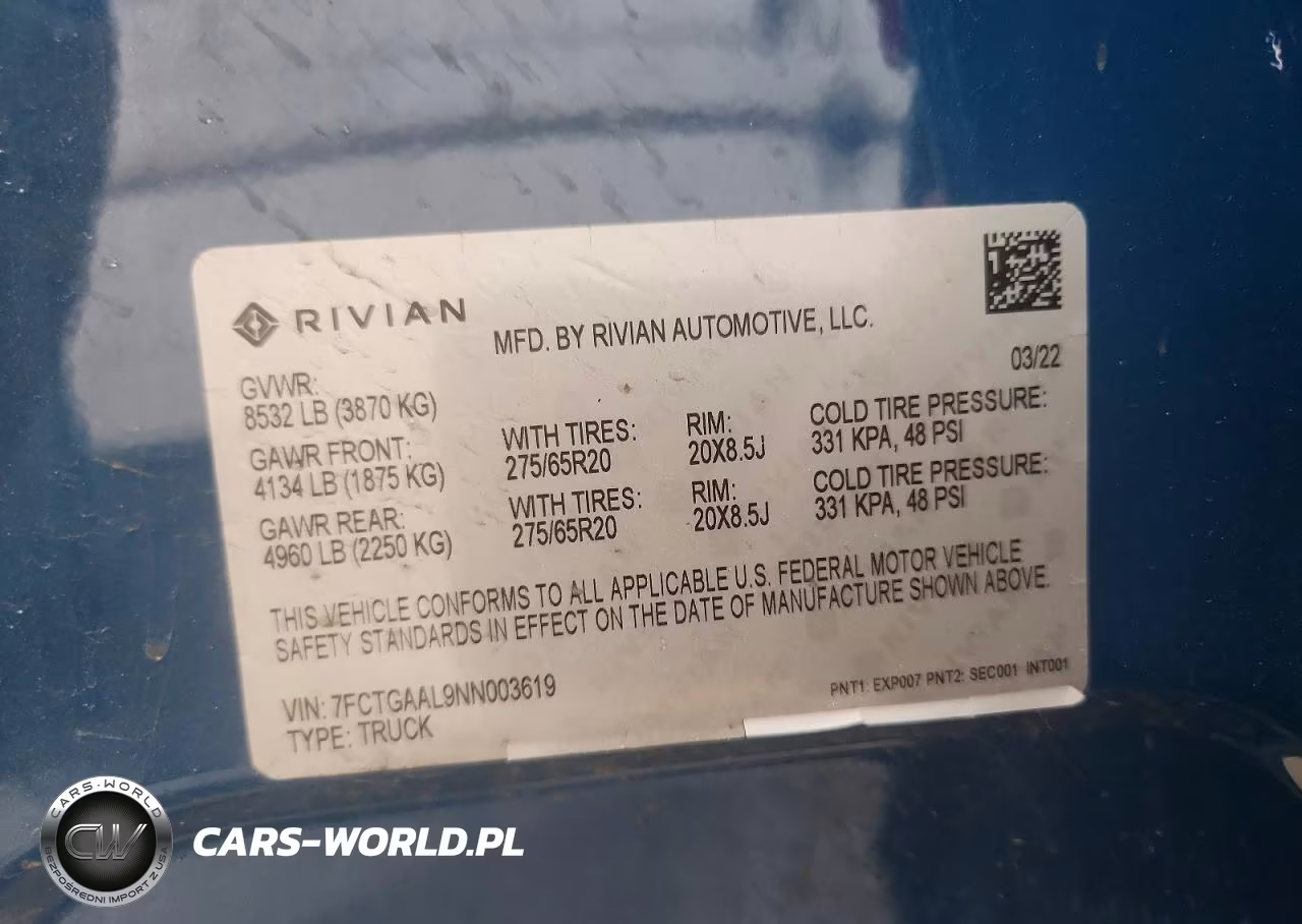 2022 Rivian R1T Launch Edition VIN:7FCTGAAL9NN003619 - 13