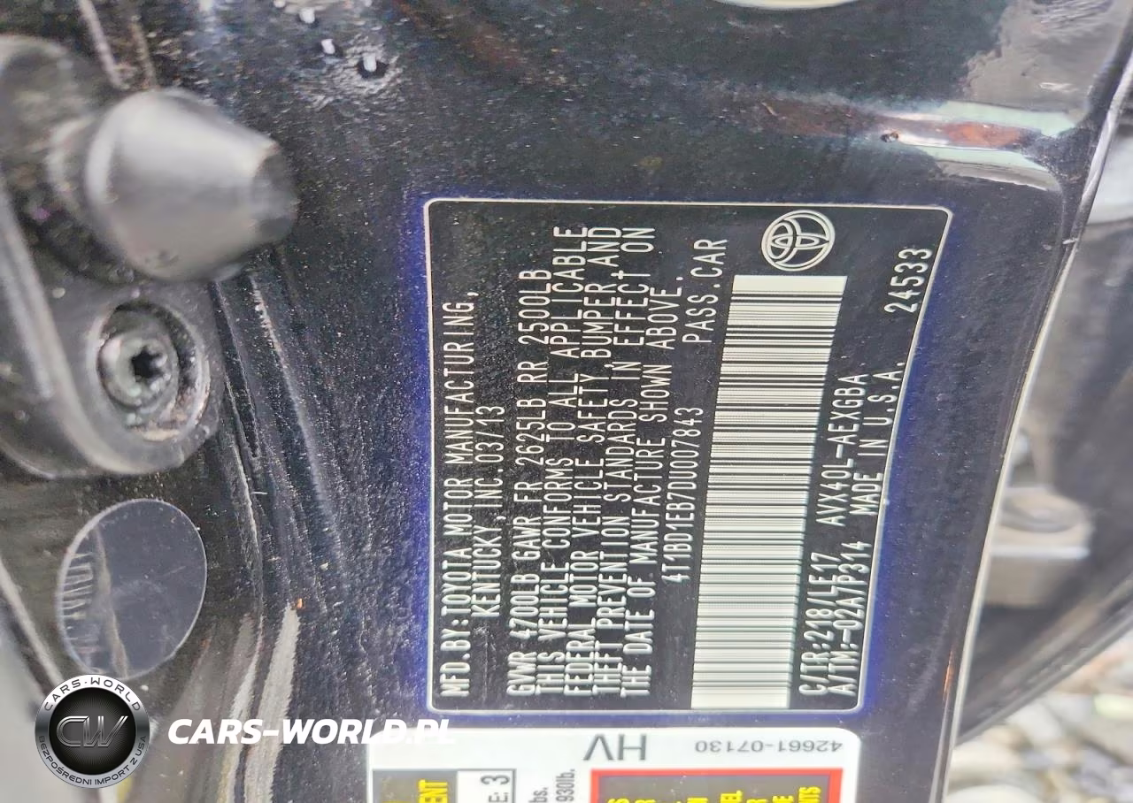 2013 Toyota Avalon Hybrid Xle Touring VIN:4T1BD1EB7DU007843 - 12