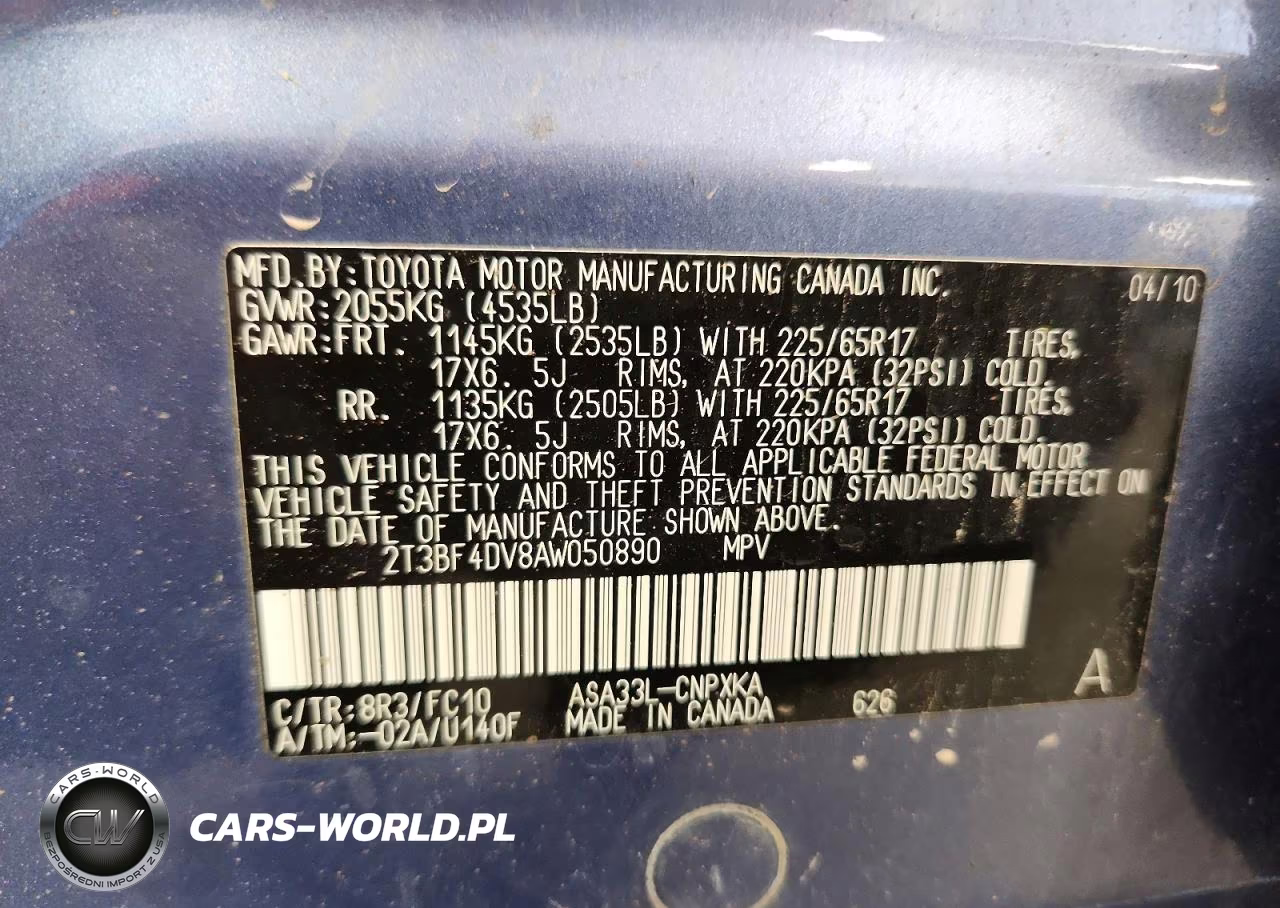 2010 Toyota Rav4 Base VIN:2T3BF4DV8AW050890 - 13