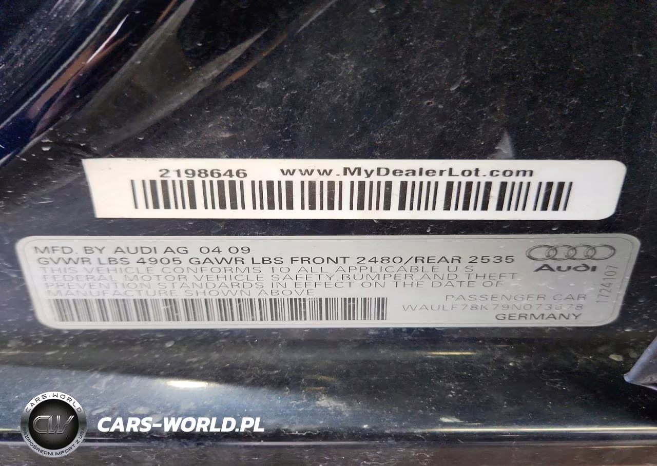 2009 Audi A4 2.0T Quattro VIN:WAULF78K79N073678 - 12