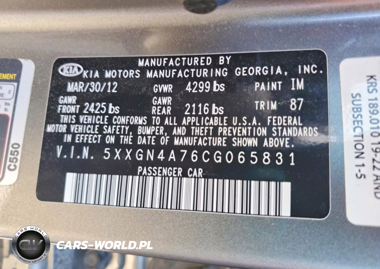 2012 Kia Optima Ex VIN:5XXGN4A76CG065831 - 12