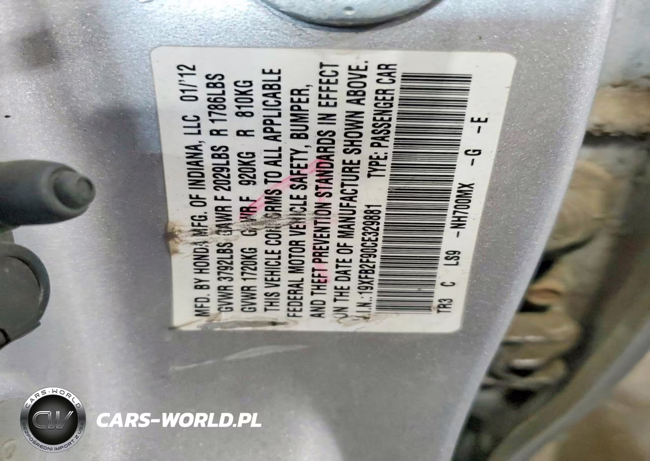 2012 Honda Civic Exl VIN:19XFB2F90CE329881 - 13