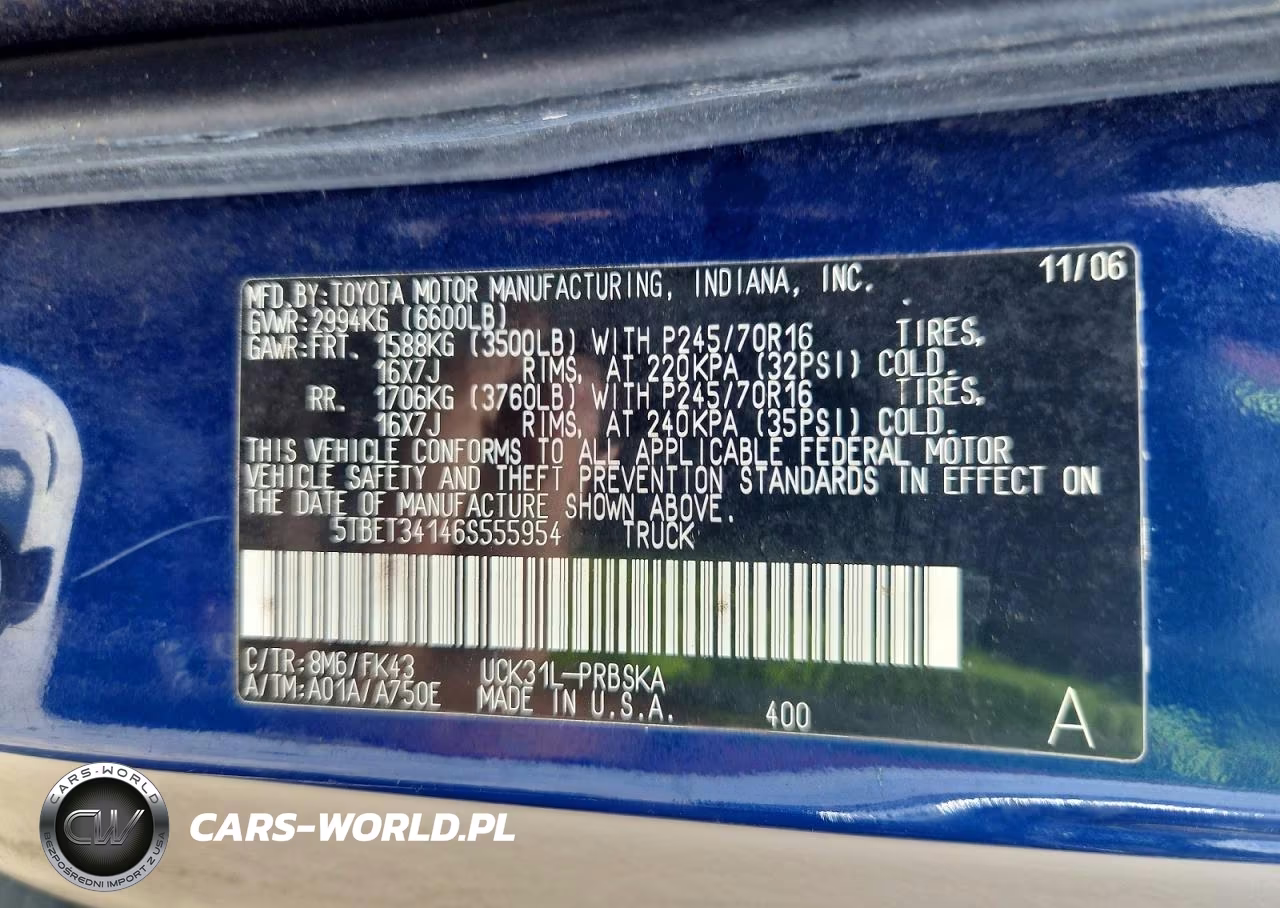 2006 Toyota Tundra Double Cab Sr5 VIN:5TBET34146S555954 - 13