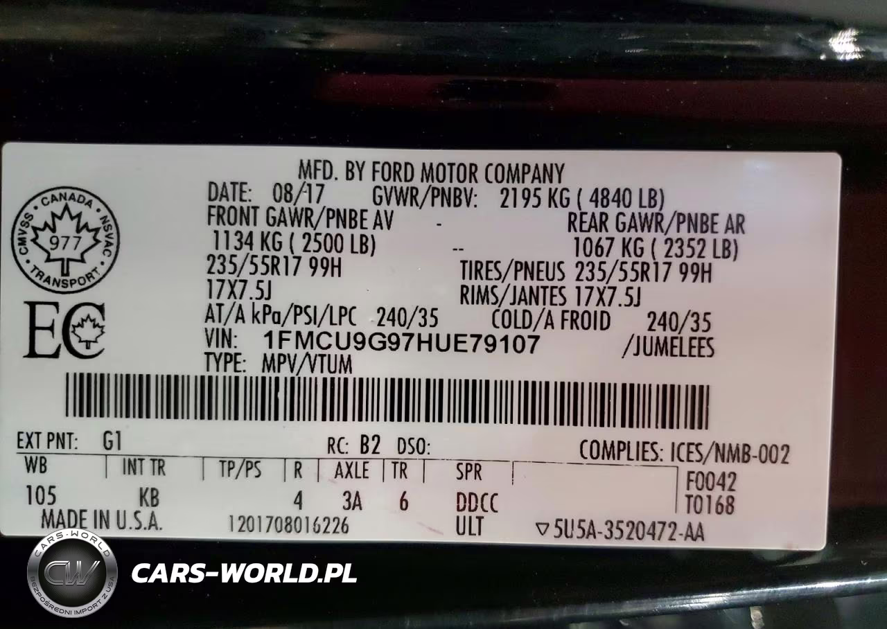 2017 Ford Escape VIN:1FMCU9G97HUE79107 - 13