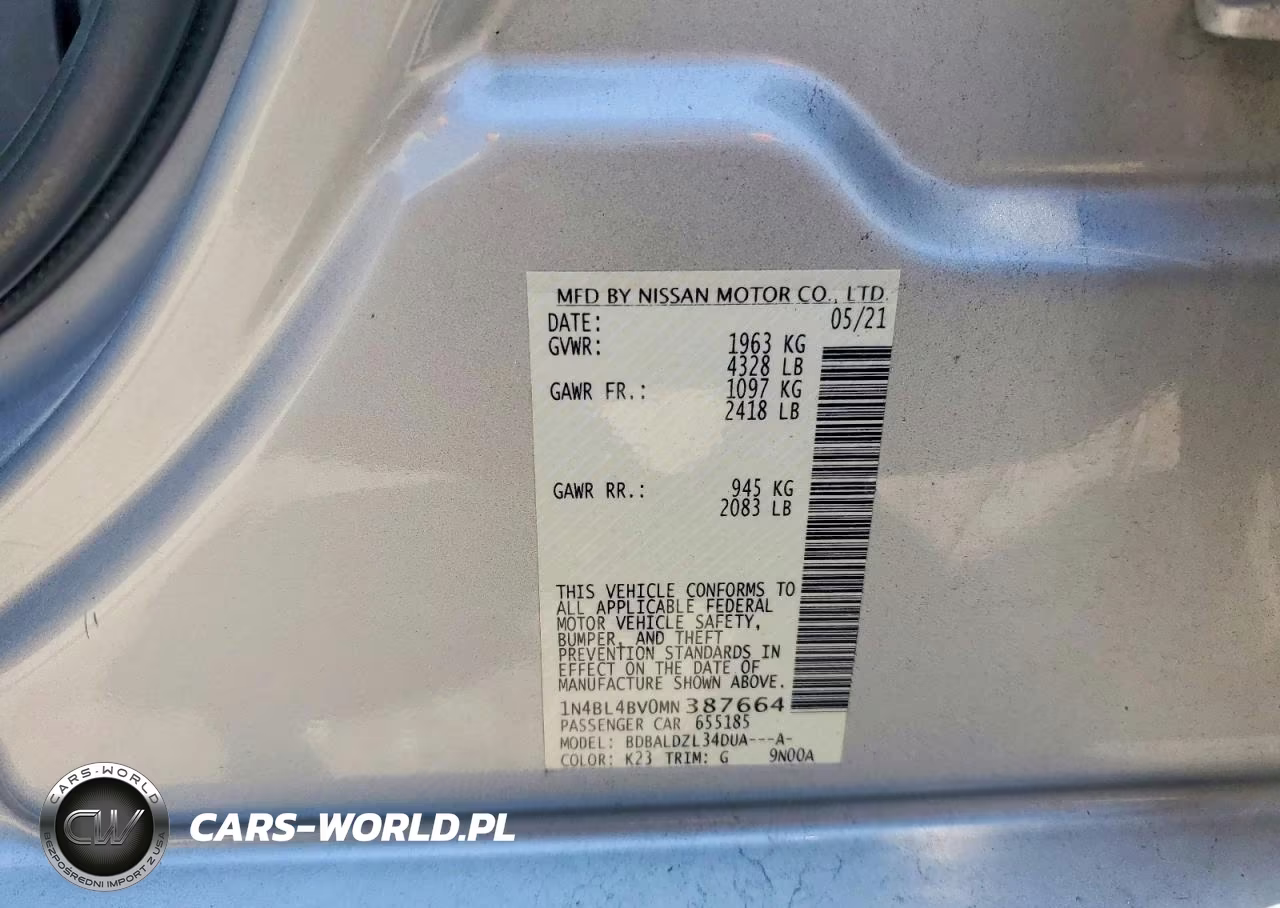 2021 Nissan Altima S VIN:1N4BL4BV0MN387664 - 13