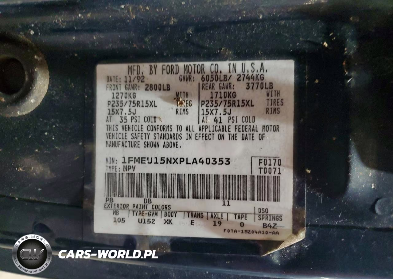 1993 Ford Bronco U100 VIN:1FMEU15NXPLA40353 - 13
