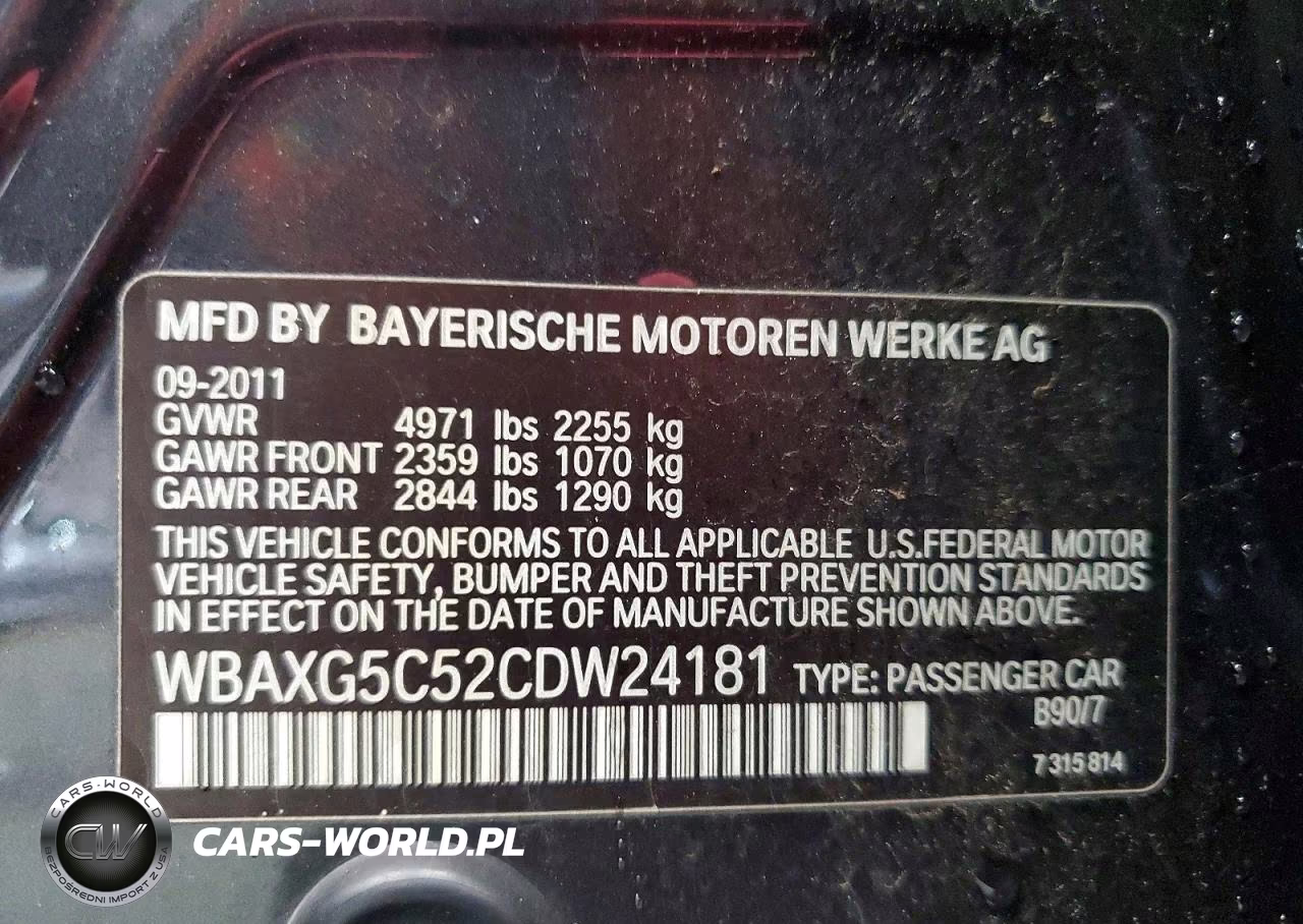 2012 BMW 528 I VIN:WBAXG5C52CDW24181 - 12