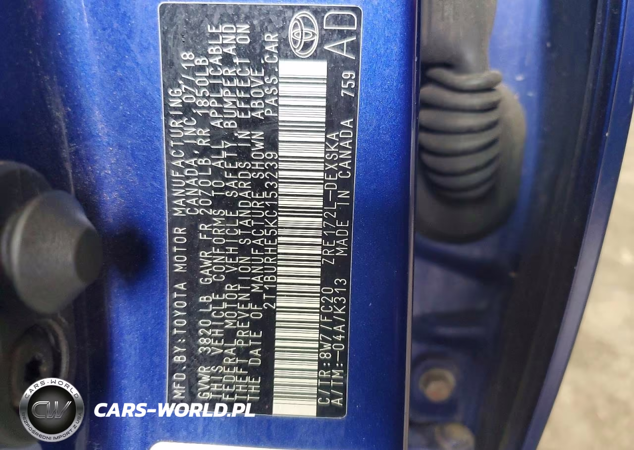 2019 Toyota Corolla Se VIN:2T1BURHE5KC153239 - 12