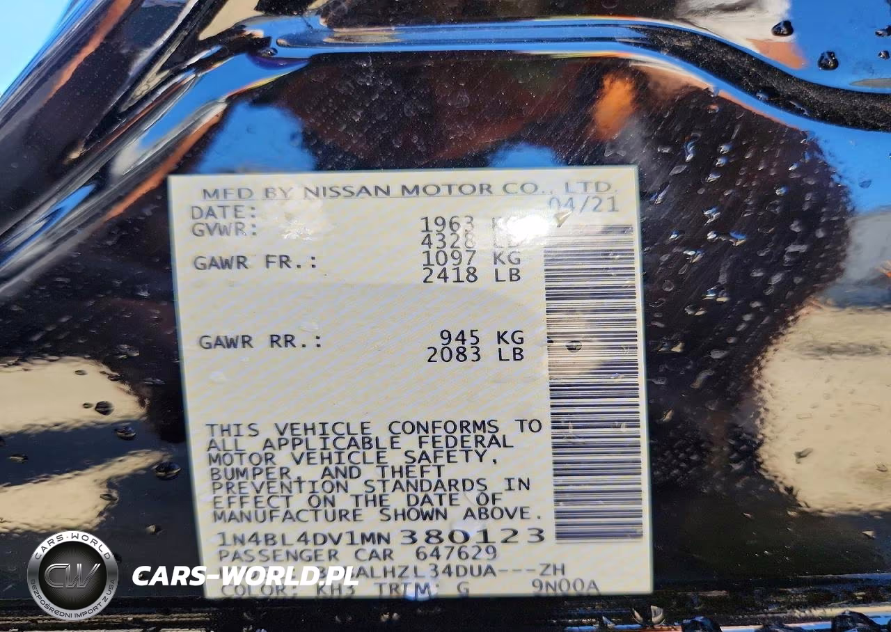 2021 Nissan Altima Sv VIN:1N4BL4DV1MN380123 - 13