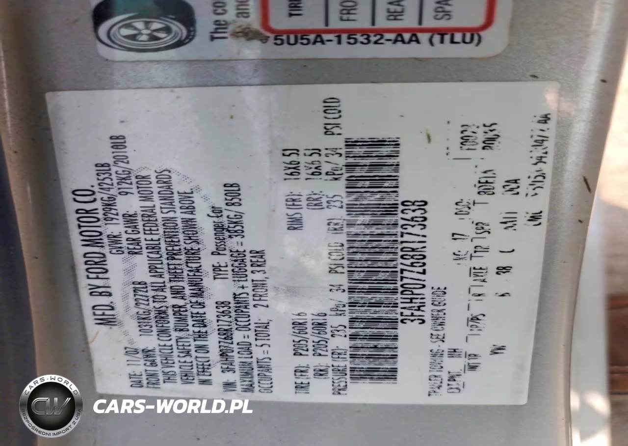 2008 Ford Fusion Se VIN:3FAHP07Z68R173638 - 12