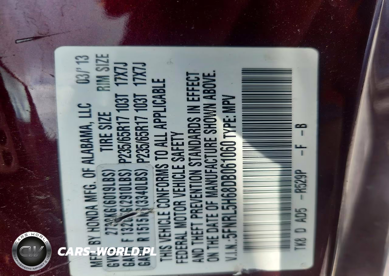 2013 Honda Odyssey Exl VIN:5FNRL5H68DB061060 - 13