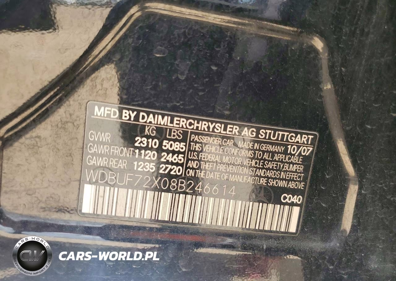 2008 Mercedes-Benz E 550 VIN:WDBUF72X08B246614 - 12