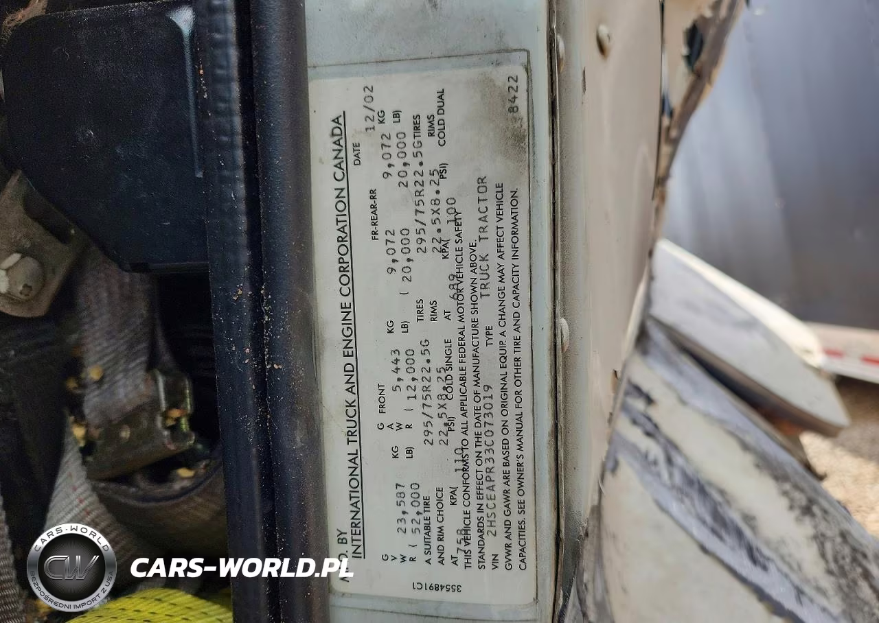 2003 International 9200I Semi Truck VIN:2HSCEAPR33C073019 - 12
