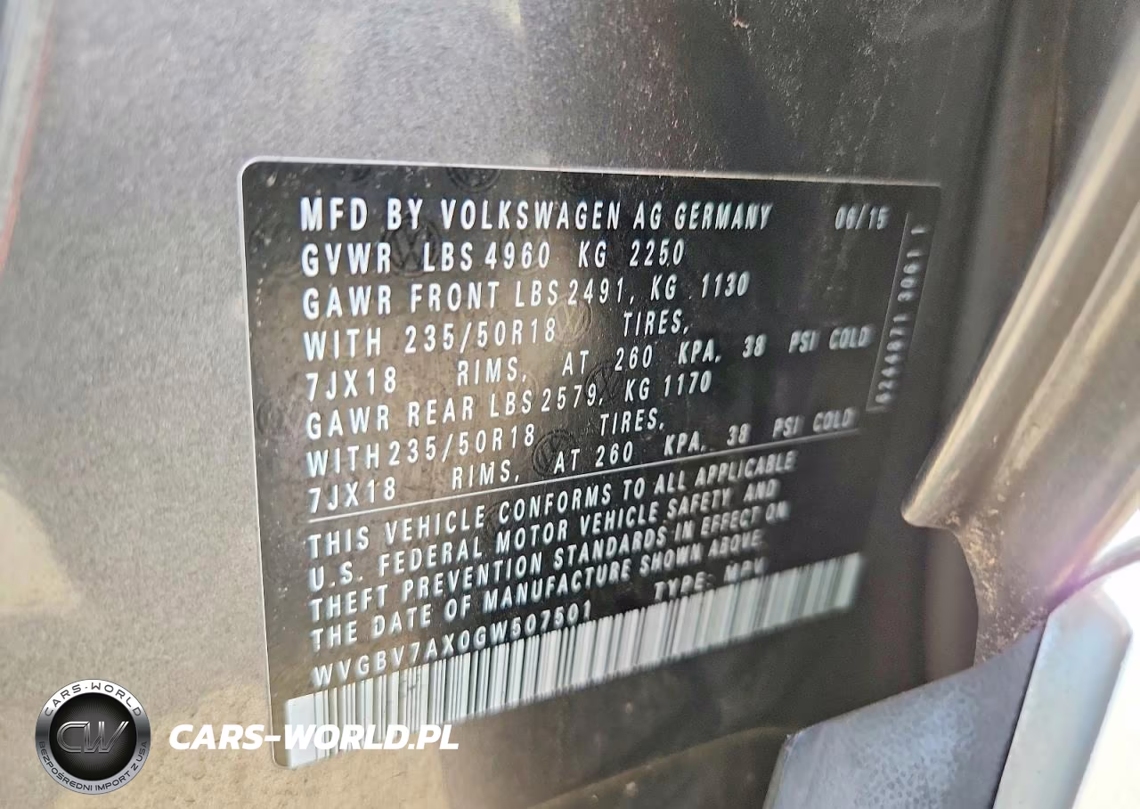 2016 Volkswagen Tiguan S VIN:WVGBV7AX0GW507501 - 13